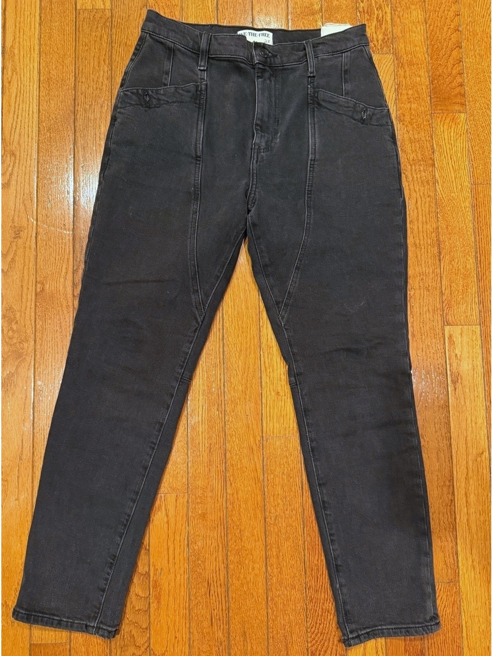 NWT We The Free Free People Beacon Mid Rise Slim Crop Jeans Black - Size 28